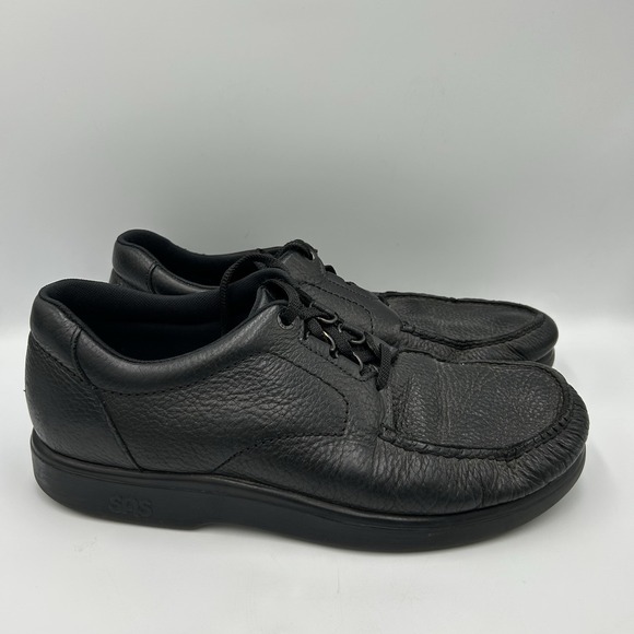 SAS Shoes Mens Bout Time Black Pebbled Moc Toe Oxford Walking Comfort‎ Read main image 5